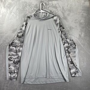 Simms Fishing Hoodie men's XXL Solarflex Active Performance Shirt Camo Gray UPF
